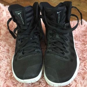 black high-top basketball shoes